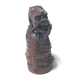 Asian Carved Wood Dragon Bead