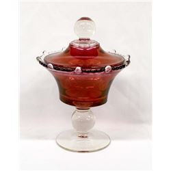 Antique Estate Cranberry Pedestal Bowl