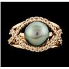 Image 2 : Pearl and Diamond Ring - 14KT Rose Gold