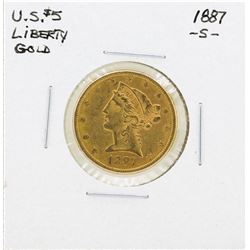 1887-S $5 Liberty Head Half Eagle Gold Coin