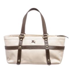 Burberry Beige Brown Canvas Leather Shoulder Bag