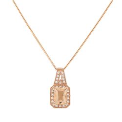 14KT Rose Gold 3.44 ctw Morganite and Diamond Pendant With Chain