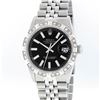 Image 2 : Rolex Mens Satinless Steel Black Index Pyramid Diamond Datejust Wristwatch