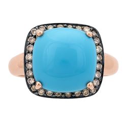 4.89 ctw Turquoise and Diamond Ring - 14KT Rose Gold