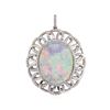Image 1 : 13.52 ctw Opal And Diamond Pendant - 14KT White Gold