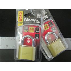 2 New Master Lock word combo locks / 10,000 word combo's / cut & weather resistant