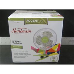 New Sunbeam 6" clip and table fan