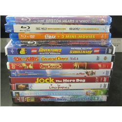 12 Kids DVD'S / Movies/ shows / 4 are blue ray
