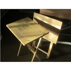 set of 2 folding wood  tv table / trays