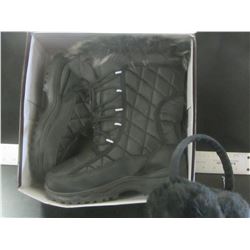 New Snowtec winter boots size 9 / black with bonus ear muffs