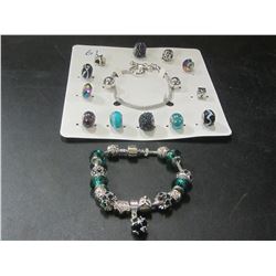 Pandora style bracelet & kit to make one more/ green