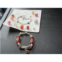 Pandora style bracelet & kit to make one more/ red