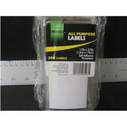 New 6 packs of 500 labels each /  1/2" x 3/4" permanent / 3000 labels total