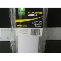 New 6 packs of 500 labels each /  1/2" x 3/4" permanent / 3000 labels total