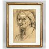 Image 2 : L. Daniels Charcoal on Paper Portrait of Old Lady