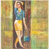Image 1 : Igor Smychek Oil on Paper Abstract Standing Lady