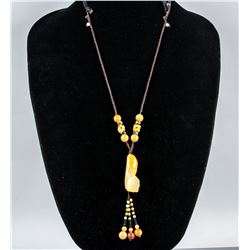 Chinese Yellow Hardstone Ruyi Scepter Necklace