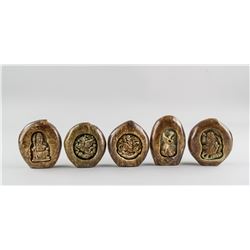 5 Assorted Chinese Hardstone Carved Boulder