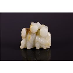 Chinese Ming White Jade Carved Two Boys