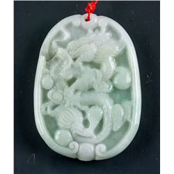 Burma Green Jadeite Carved Dragon Pendant