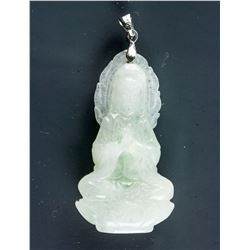 Burma Green Jadeite Carved Guanyin Pendant