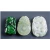 Image 1 : 3 Assorted Burma Green Jadeite Carved Pendants