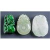 Image 2 : 3 Assorted Burma Green Jadeite Carved Pendants