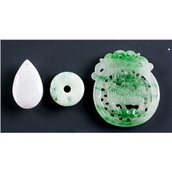 3 Assorted Burma Jadeite Carved Pendants
