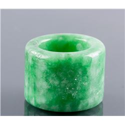 Burma Green Jadeite Carved Archer's Ring
