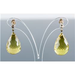 26ct Citrine & 0.15ct Sapphire Earrings RV $800