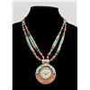 Image 1 : Tibetan Turquoise and Coral Neckace with Pendant