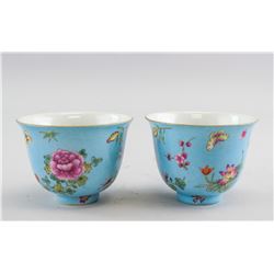 Pair Chinese Famille Rose Porcelain Cup Qianlong