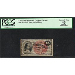 1863 Fourth Issue 15 Cent Fractional Currency Note PCGS Extremely Fine 45 Appare
