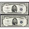 Image 1 : Lot of (2) 1953 $5 Silver Certificate Notes