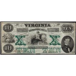 1862 $10 The Virginia Treasury Obsolete Note