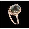 Image 4 : 14KT Rose Gold 4.60 ctw Green Tourmaline and Diamond Ring