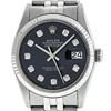 Image 1 : Rolex Mens 36mm Stainless Steel Black Diamond Datejust Wristwatch