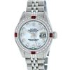 Image 1 : Rolex Ladies Stainless Steel and White Gold MOP Diamond and Ruby DateJust Wristw