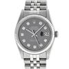 Rolex Mens 36mm Stainless Steel Dark Rhodium Diamond Datejust Wristwatch