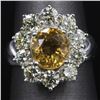 14KT White Gold Fashion Sunflower Citrine and Diamond Ring