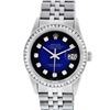 Image 1 : Rolex Mens Stainless Steel Blue Vignette Princess Cut Diamond Datejust Wristwatc