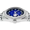 Image 5 : Rolex Mens Stainless Steel Blue Vignette Princess Cut Diamond Datejust Wristwatc