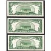 Image 2 : Lot of (3) 1953 $5 Silver Certificate Notes