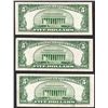 Image 2 : Lot of (3) 1953 $5 Silver Certificate Notes