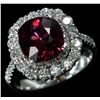 Image 2 : 14KT White Gold 5.30 ctw Cushion Cut Rhodolite and Diamond Wedding Ring