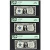 Image 1 : (3) Consecutive 1928A $1 Funnyback Silver Certificate Notes Fr.1601 PCGS Gem New