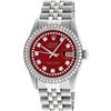 Image 1 : Rolex Mens 36mm Stainless Steel Red String Diamond Datejust Wristwatch