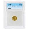1854 $1 Indian Princess Head Gold Dollar Coin Type 2 ICG AU58