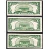Image 2 : Lot of (3) 1953A $5 Silver Certificate Notes