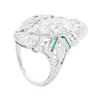 Image 3 : Platinum 0.65 ctw Diamond and Emerald Ring